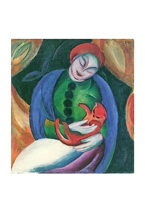 Framed Girl with Cat II Print