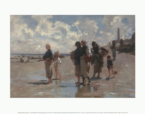 Framed Fishing for Oysters at Cancale, 1878 Print