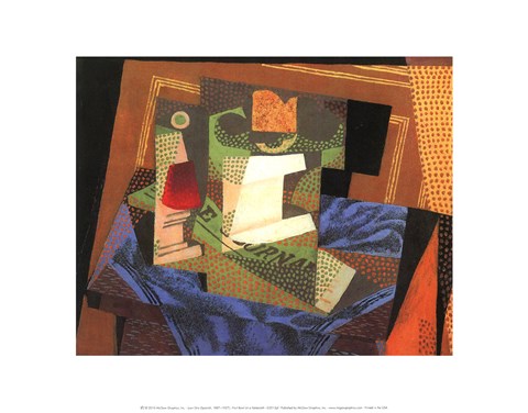 Framed Fruit Bowl on a Tablecloth Print