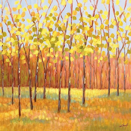 Framed Yellow and Green Trees (center) Print