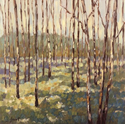 Framed Trees in Blue Green Print