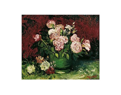 Framed Roses and Peonies, 1886 Print