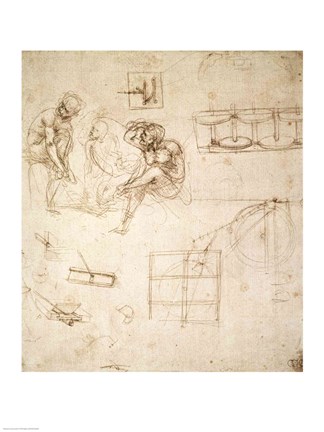 Framed Studies of Figures and of Machinery Print