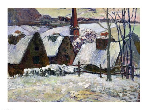 Framed Breton village under snow, 1894 Print