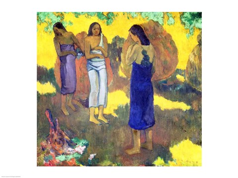 Framed Three Tahitian Women against a Yellow Background, 1899 Print