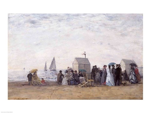 Framed Beach at Trouville, 1867 Print