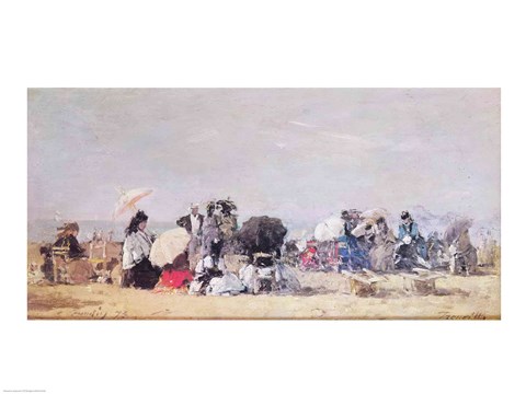 Framed Beach Scene, Trouville, 1873 Print