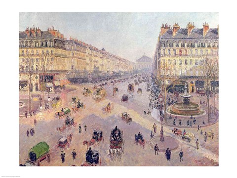 Framed Avenue de L&#39;Opera, Paris, Sunlight, Winter Morning, c.1880 Print
