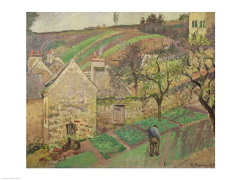 Framed Hillside of the Hermitage, Pontoise, 1873 Print