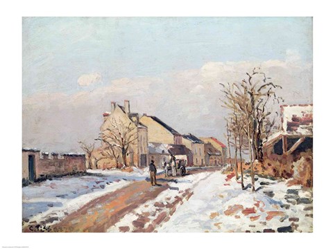 Framed Road from Gisors to Pontoise, Snow Effect, 1872 Print