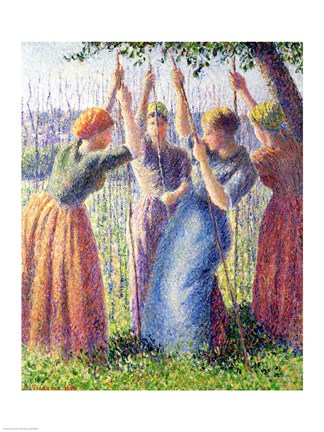 Framed Women Planting Peasticks, 1891 Print