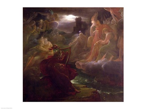 Framed Ossian Conjuring up the Spirits on the Banks of the River Lora with the Sound of his Harp, 1801 Print