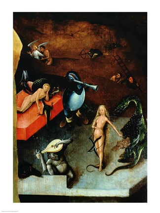 Framed Last Judgement (Altarpiece): Detail of Musical Instruments Print