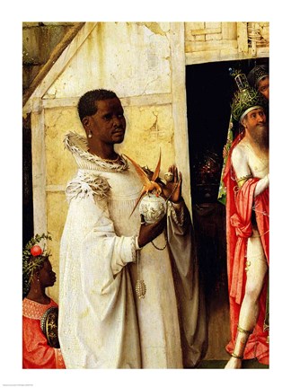 Framed Adoration of the Magi: detail of King Balthazar from the central panel of the triptych, 1510 Print