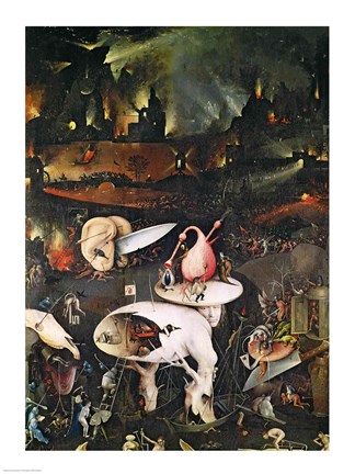 Framed Garden of Earthly Delights, Hell, right wing of triptych, c.1500 Print