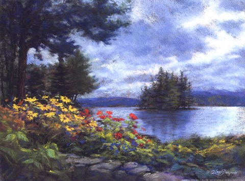 Framed Pewter and Gold Print