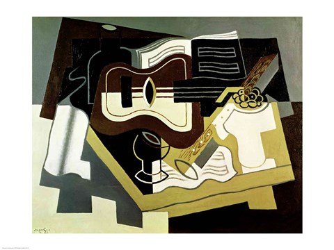 Framed Guitar and Clarinet, 1920 Print