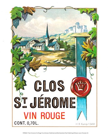 Framed Clos St Jerome Vin Rouge Print
