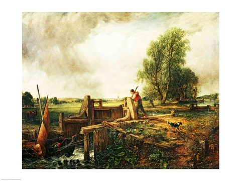 Framed Boat Passing a Lock Print