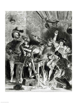 Framed Mephistopheles and the Drinking Companions, from Goethe&#39;s Faust, 1828 Print