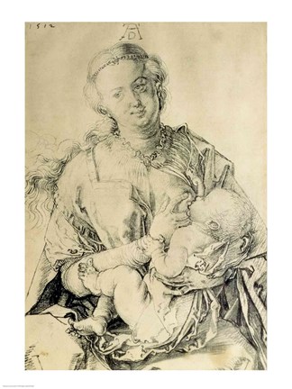 Framed Virgin Mary suckling the Christ Child Print