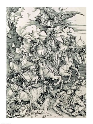 Framed Four Horsemen of the Apocalypse, Death, Famine, Pestilence and War Print