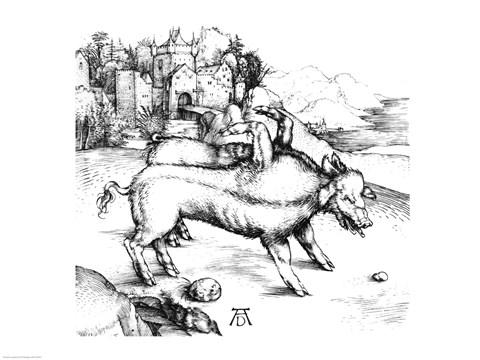 Framed Monstrous Pig Print