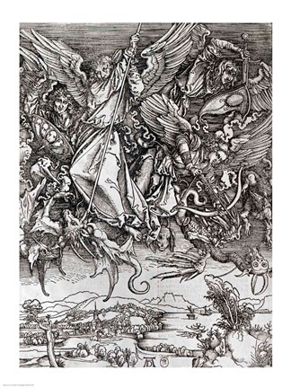 Framed St. Michael and the Dragon, from a Latin edition, 1511 Print