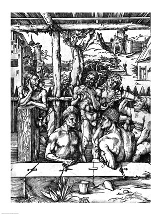 Framed Men's Bath, c.1498 Print