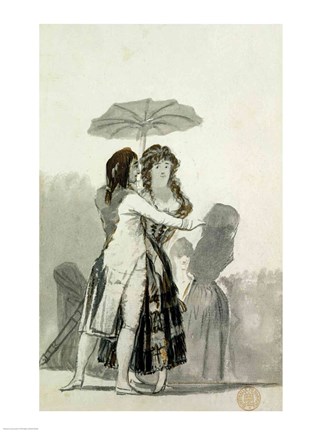 Framed Couple with a Parasol Print