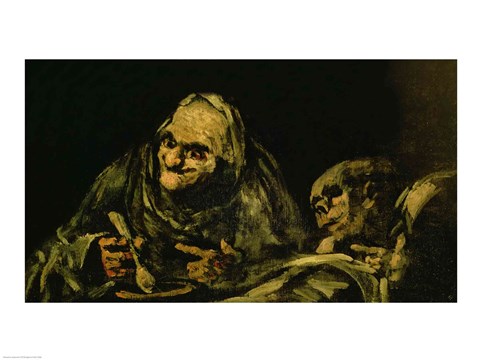 Framed Two Old Men Eating, one of the &#39;Black Paintings&#39; Print