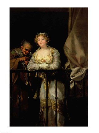 Framed Maja and Celestina on a Balcony Print