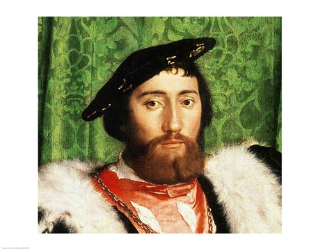Framed Ambassadors, 1533, Portrait Detail Print