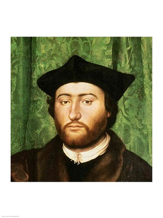 Framed Ambassadors, 1533, Right Portrait Detail Print