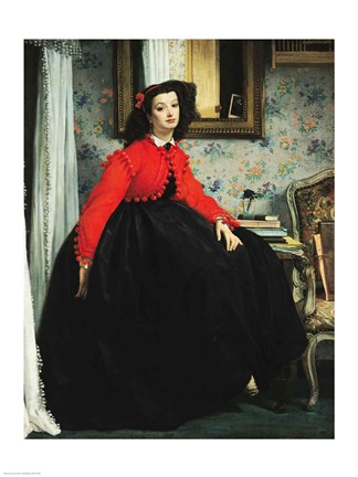 Framed Young Lady in a Red Jacket Print
