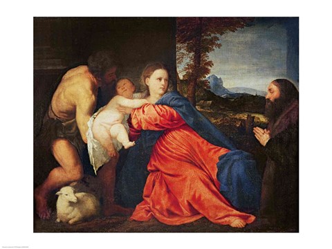 Framed Virgin and Infant with Saint John the Baptist and Donor Print