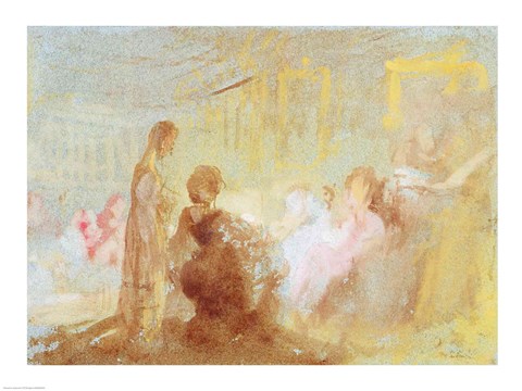 Framed Interior at Petworth House with people in conversation, 1830 Print