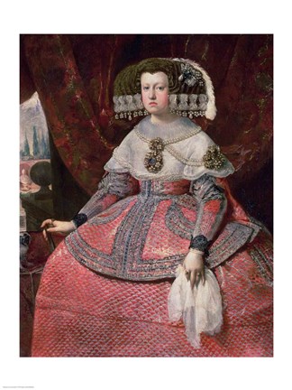 Framed Queen Maria Anna of Spain in a red dress Print
