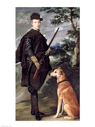 Framed Portrait of Cardinal Infante Ferdinand of Austria with Gun and Dog, 1632 Print