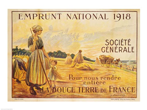 Framed Poster for the Loan for National Defence from the Societe Generale, 1918 Print
