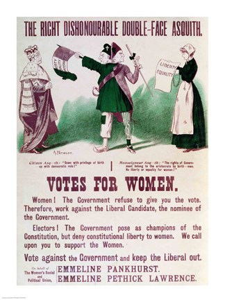 Framed Women's Suffrage Poster The Right Dishonourable Double-Face Asquith Print