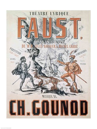 Framed Poster advertising 'Faust', Opera Print