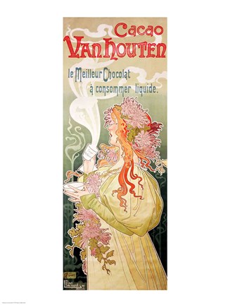 Framed Poster advertising &#39;Cacao Van Houten&#39;, Belgium, 1897 Print