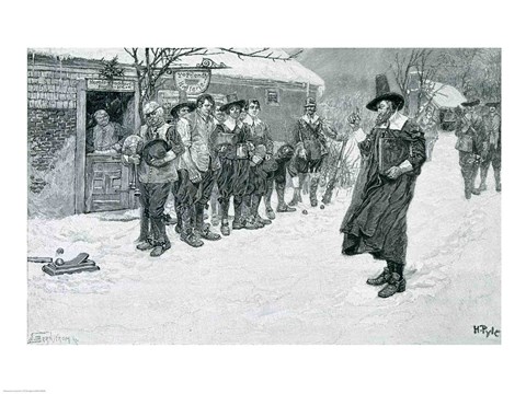 Framed Puritan Governor Interrupting the Christmas Sports Print