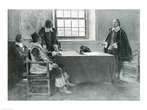 Framed Sir William Berkeley Surrendering to the Commissioners of the Commonwealth, illustration from &#39;In Washington&#39;s Day&#39; Print