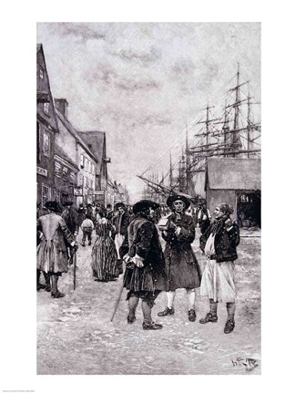 Framed Along the Water Front in Old New York, illustration from &#39;The Evolution of New York Print