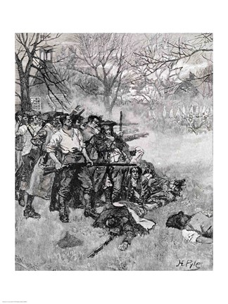 Framed Lexington Green - &#39;If they want war, it may as well begin here&#39; Print