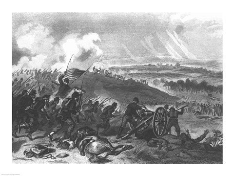 Framed Battle of Gettysburg - Final Charge of the Union Forces at Cemetery Hill, 1863 Print