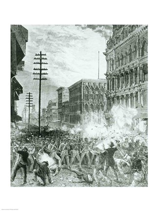 Framed Great Strike: The Sixth Maryland Regiment Fighting Its Way Through Baltimore Print