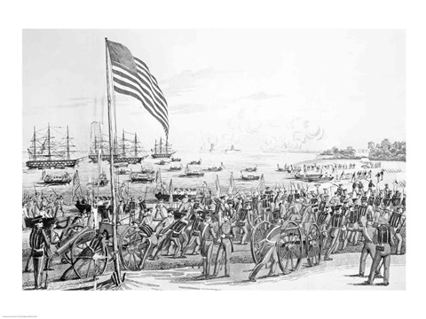 Framed Landing of the Troops at Vera Cruz, Mexico Print